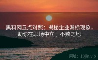 黑料网五点对照：揭秘企业漏标现象，助你在职场中立于不败之地