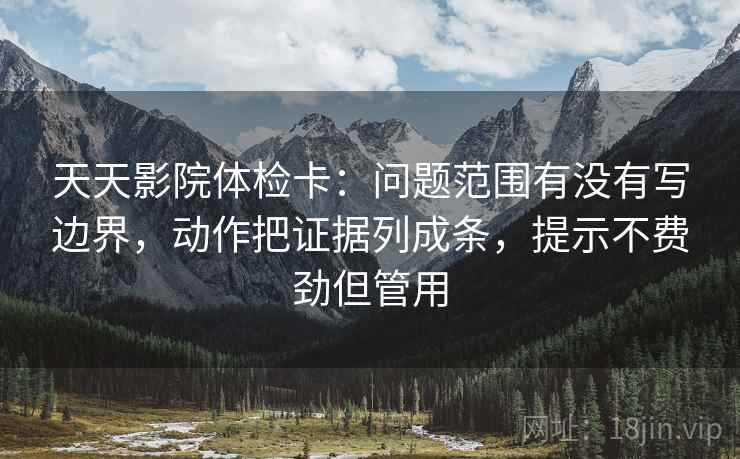 天天影院体检卡：问题范围有没有写边界，动作把证据列成条，提示不费劲但管用